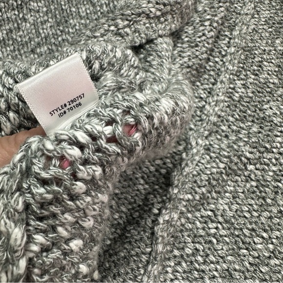 LOFT ann taylor heathered Gray Open-Front Cardigan cotton wool blend sz large - Picture 8 of 8